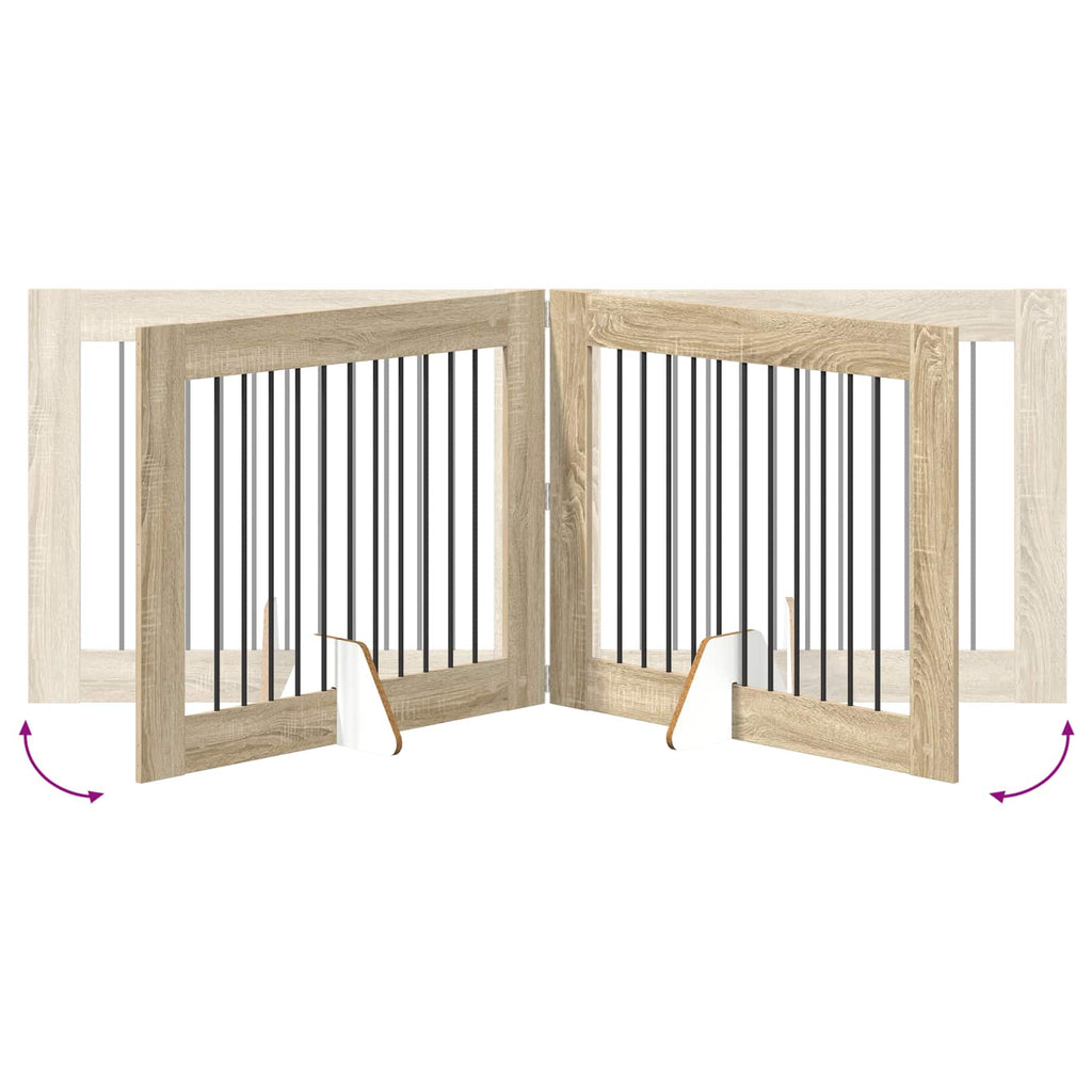 Klappbares Hundetor mit Ständern 4 pcs Sonoma-Eiche 401 cm