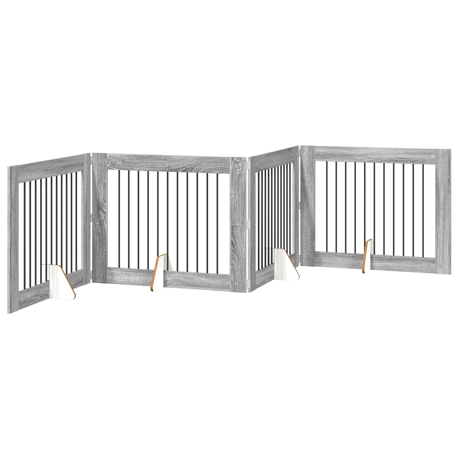 Klappbares Hundetor mit Ständern 4 pcs Graues Sonoma 401 cm