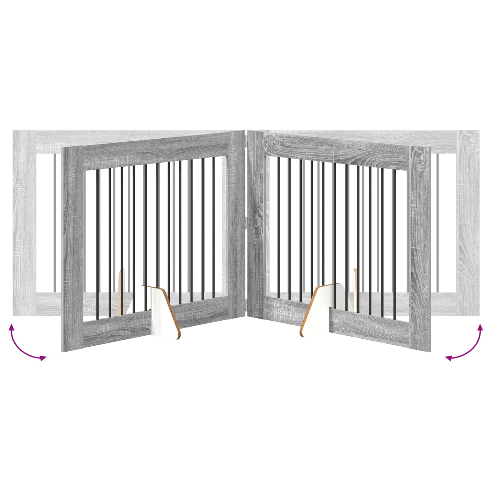 Klappbares Hundetor mit Ständern 4 pcs Graues Sonoma 401 cm