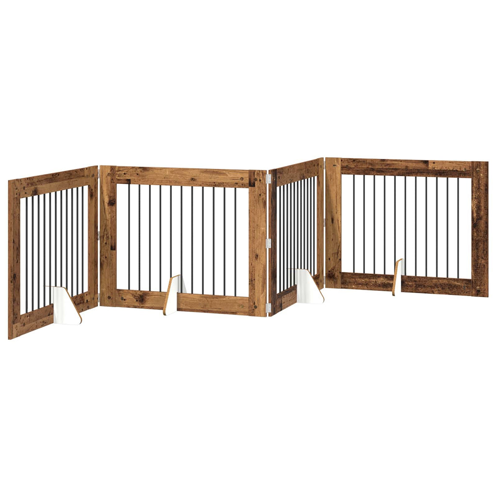 Klappbares Hundetor mit Ständern 4 pcs Altholz 401 cm