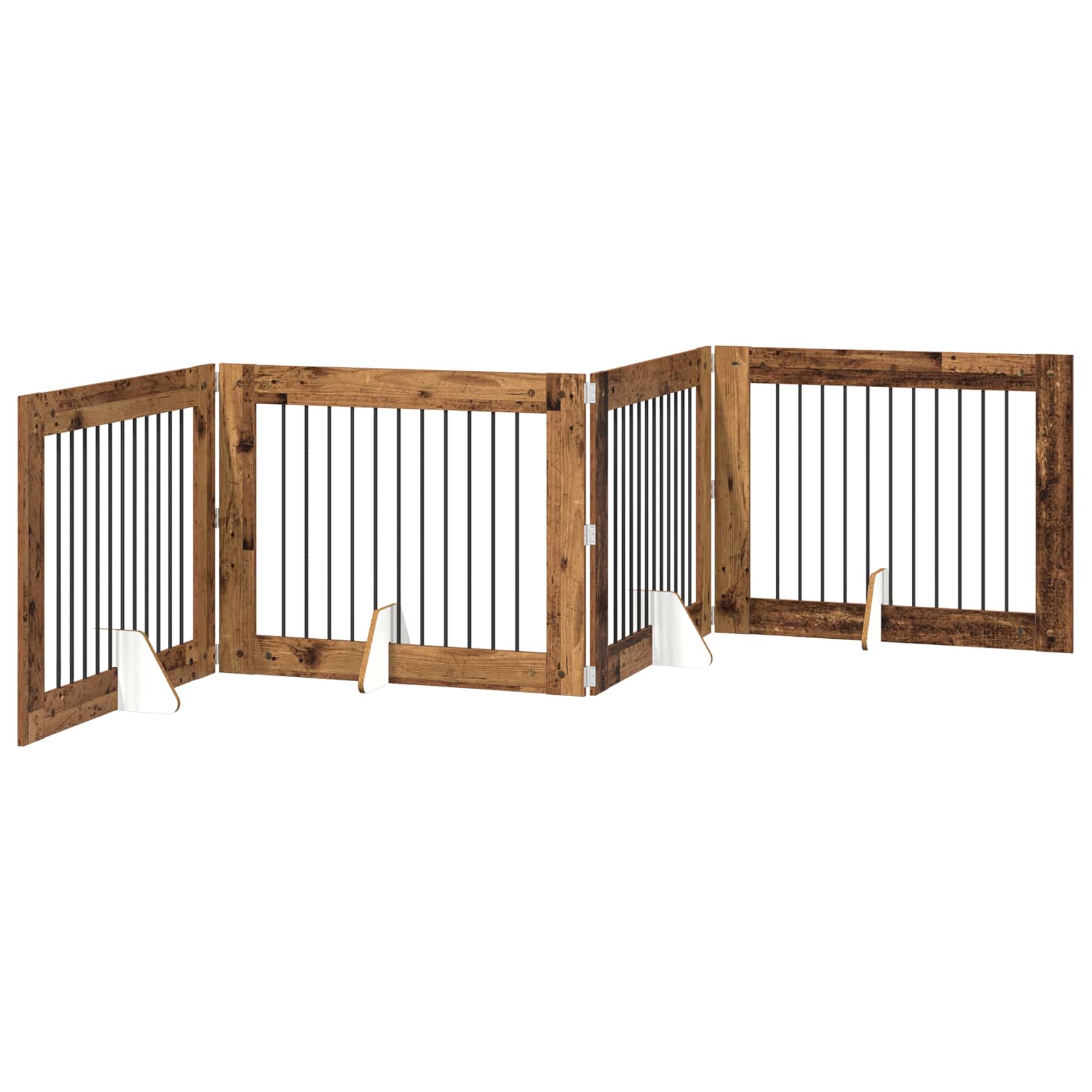 Klappbares Hundetor mit Ständern 4 pcs Altholz 401 cm
