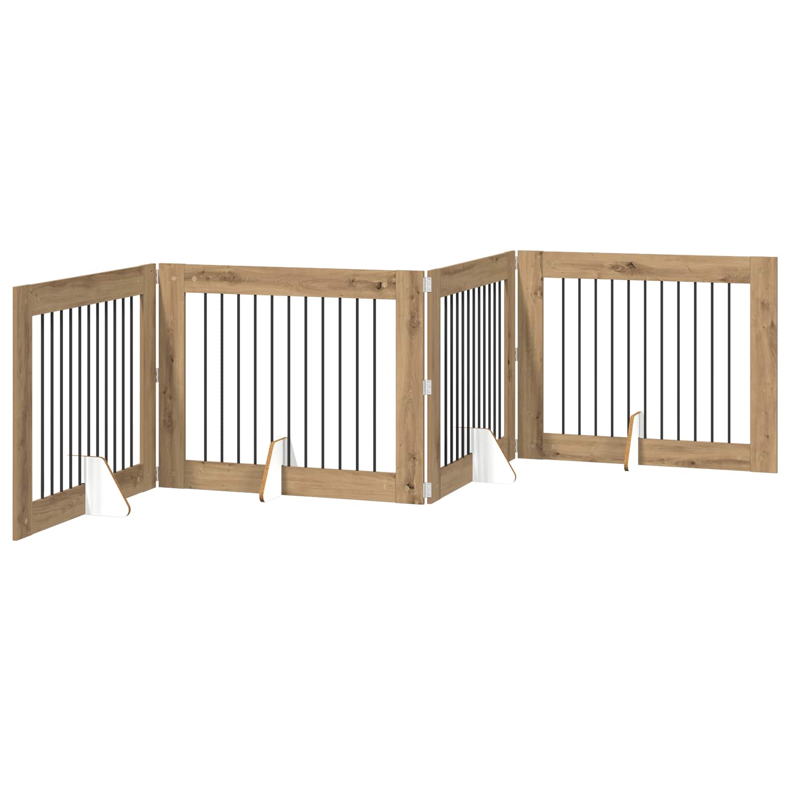 Klappbares Hundetor mit Ständern 4 pcs Artisan-Eiche 401 cm