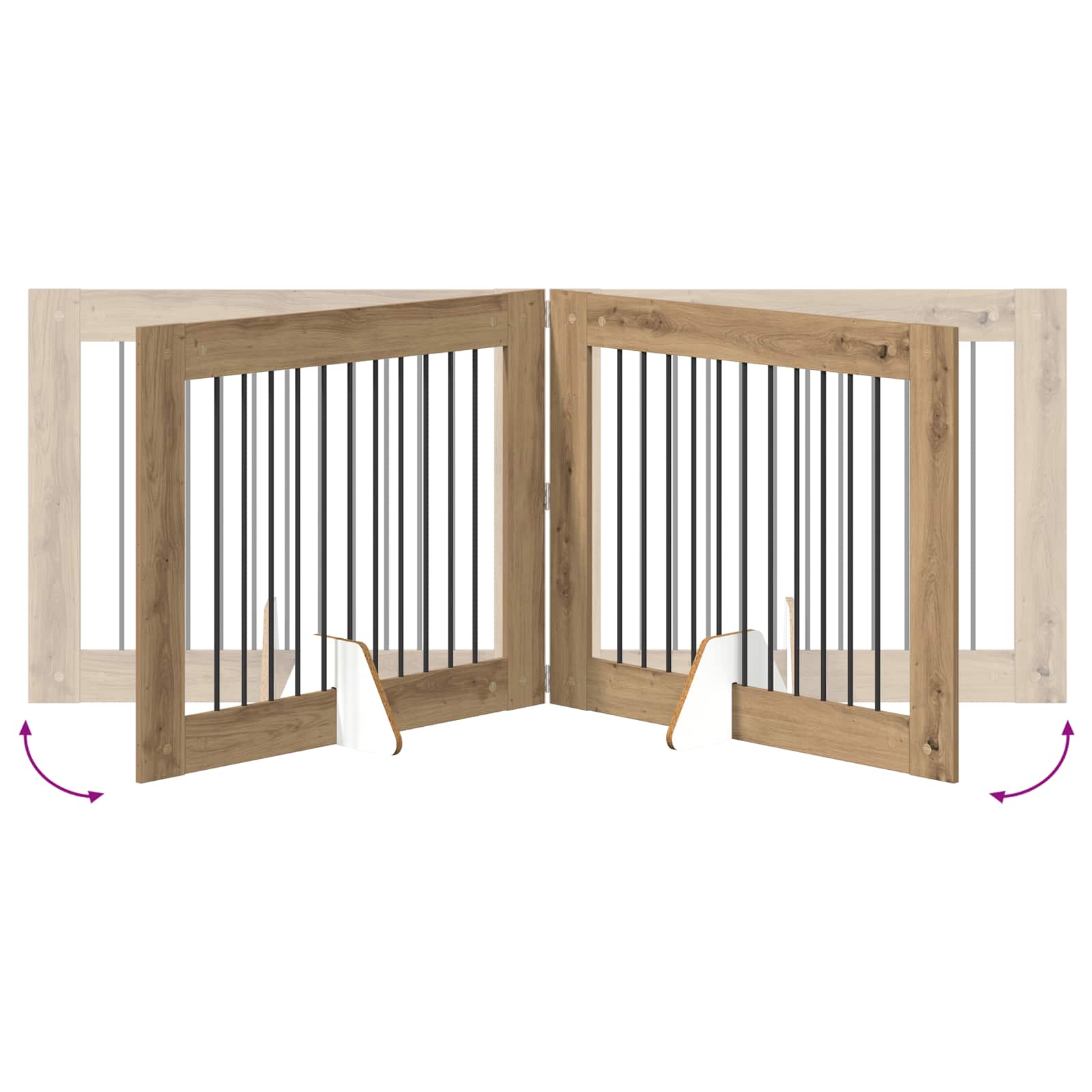 Klappbares Hundetor mit Ständern 4 pcs Artisan-Eiche 401 cm