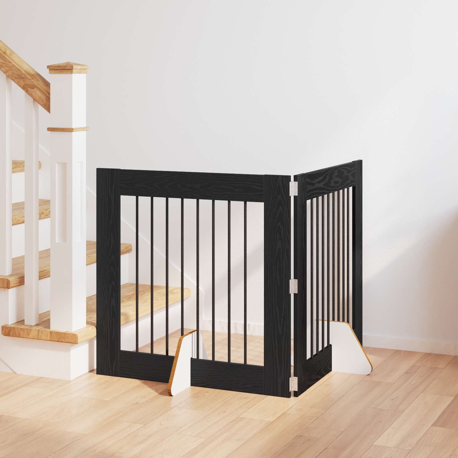 Klappbares Hundetor mit Ständern 2 pcs Schwarze Eiche 160,5 cm