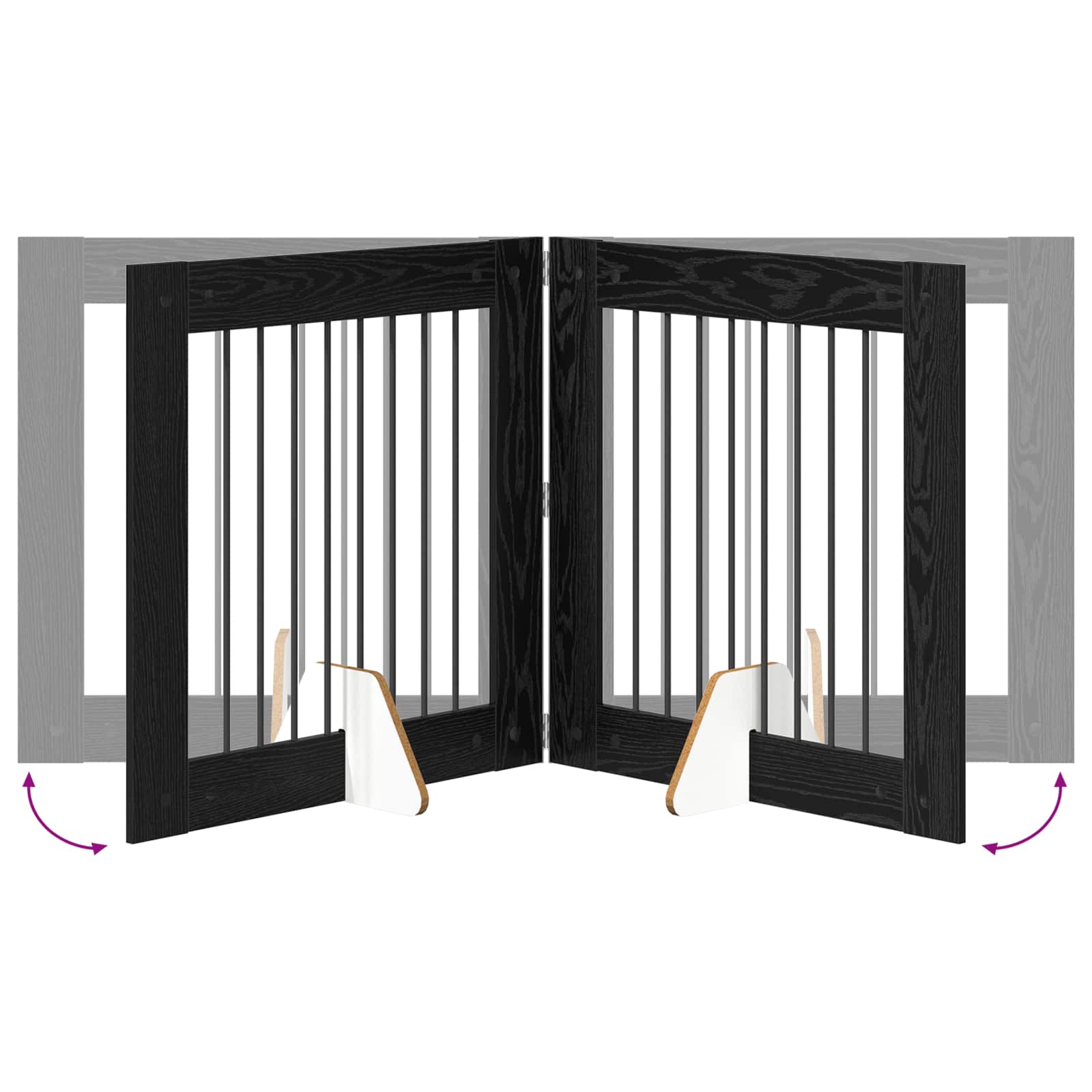 Klappbares Hundetor mit Ständern 2 pcs Schwarze Eiche 160,5 cm