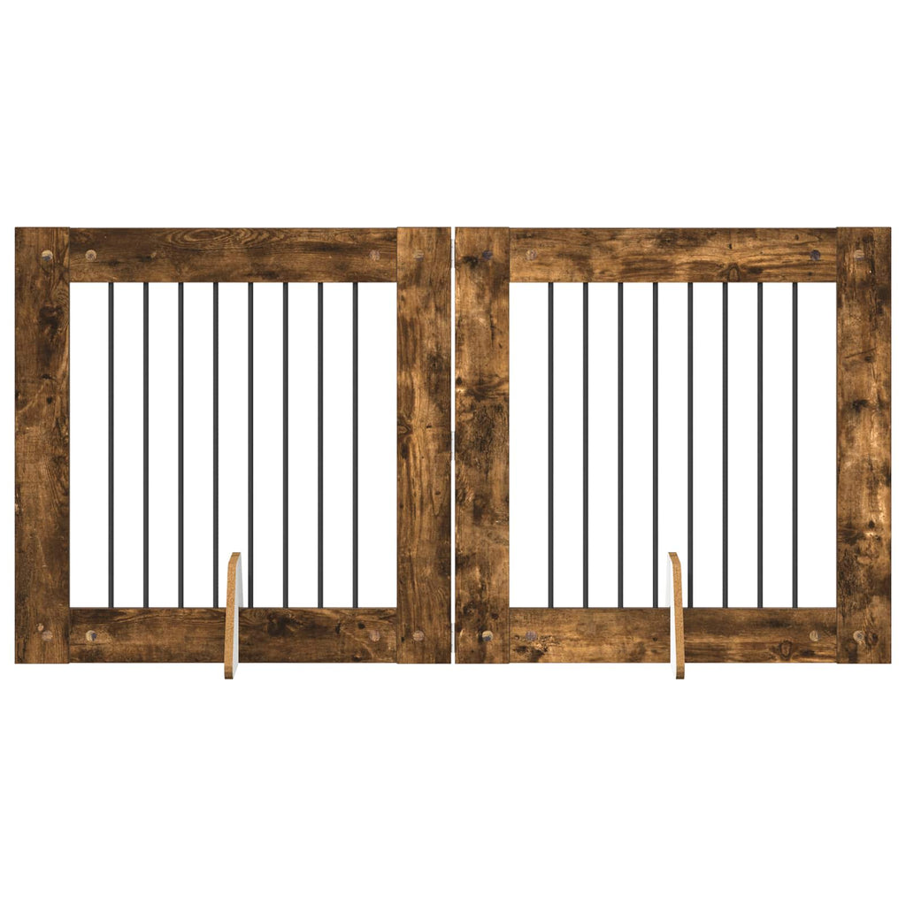 Klappbares Hundetor mit Ständern 2 pcs Geräucherte Eiche
