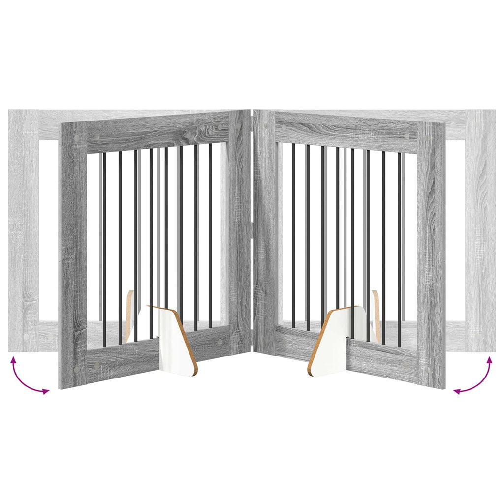 Klappbares Hundetor mit Ständern 2 pcs Graues Sonoma 160,5 cm