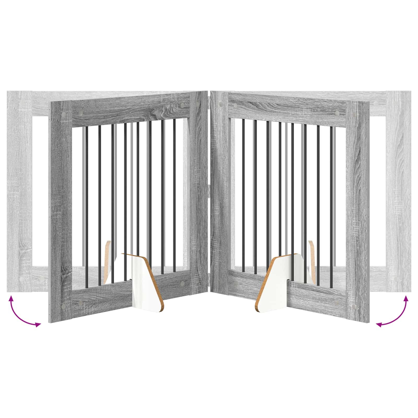 Klappbares Hundetor mit Ständern 2 pcs Graues Sonoma 160,5 cm