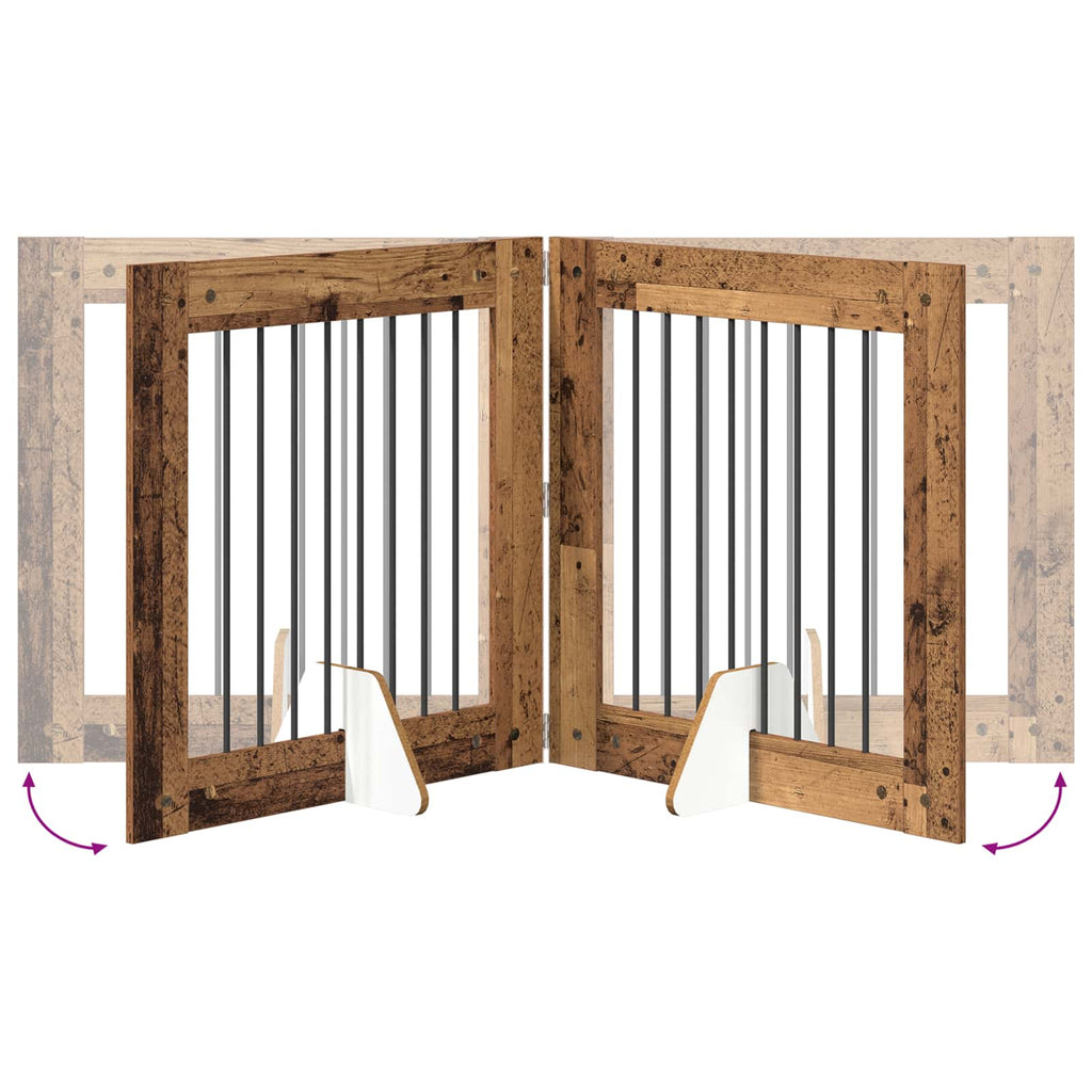 Klappbares Hundetor mit Ständern 2 pcs Altholz 160,5 cm