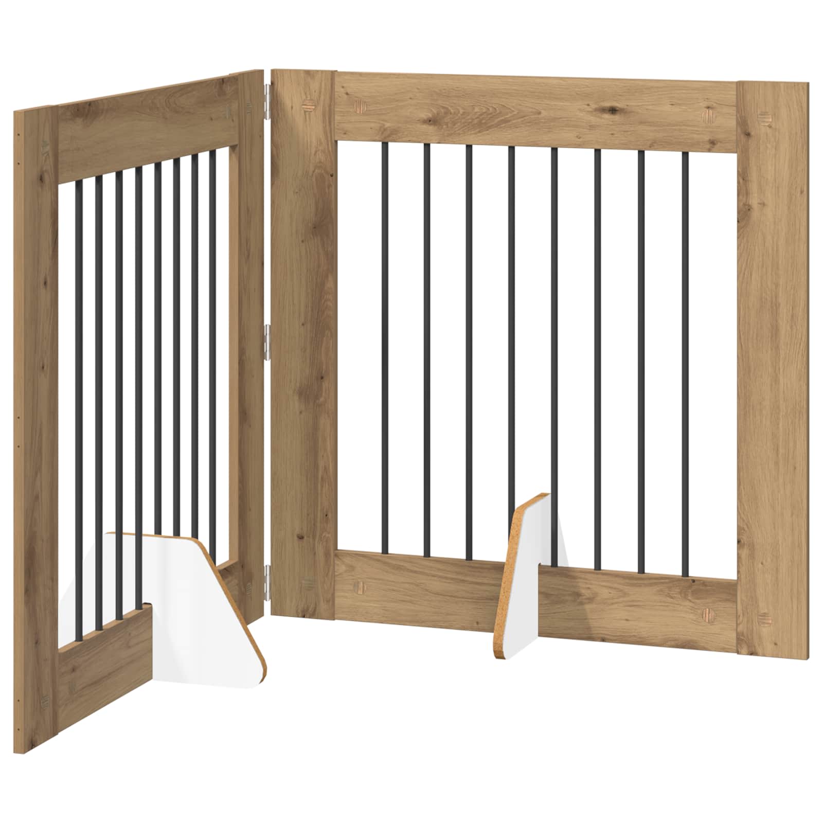 Klappbares Hundetor mit Ständern 2 pcs Artisan-Eiche 160,5 cm