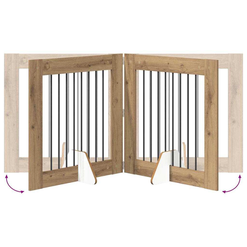 Klappbares Hundetor mit Ständern 2 pcs Artisan-Eiche 160,5 cm