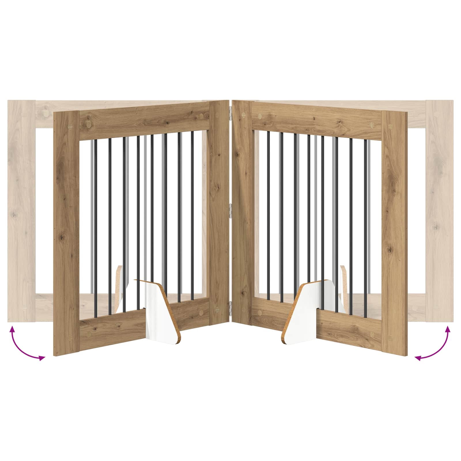 Klappbares Hundetor mit Ständern 2 pcs Artisan-Eiche 160,5 cm