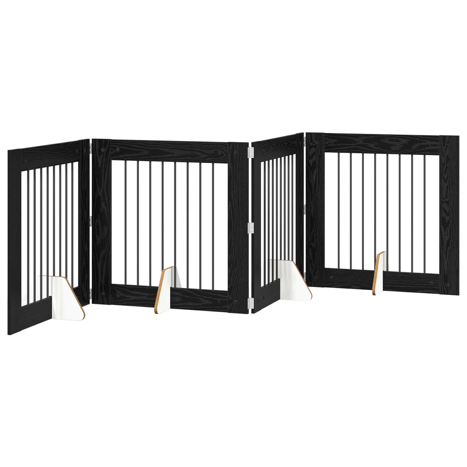 Klappbares Hundetor mit Ständern 4 pcs Schwarze Eiche 321 cm
