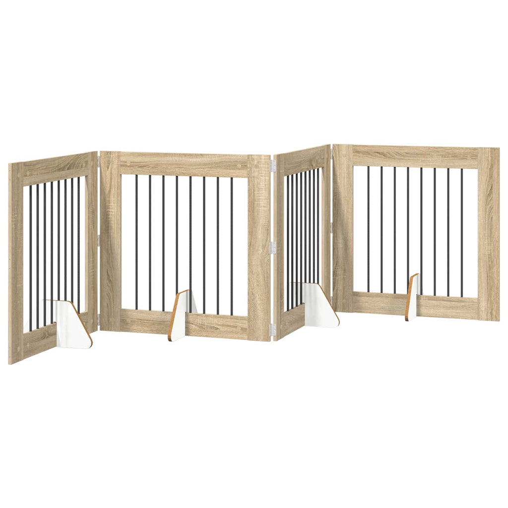 Klappbares Hundetor mit Ständern 4 pcs Sonoma-Eiche 321 cm