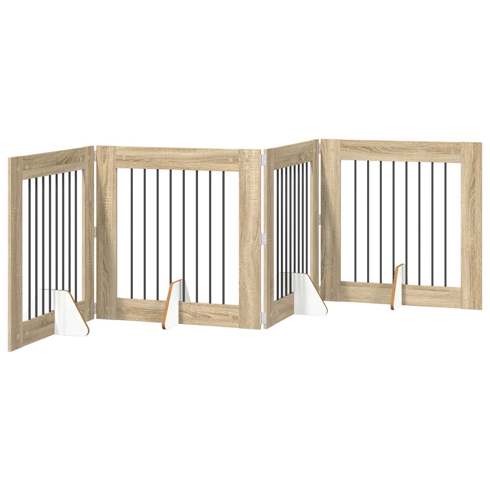 Klappbares Hundetor mit Ständern 4 pcs Sonoma-Eiche 321 cm