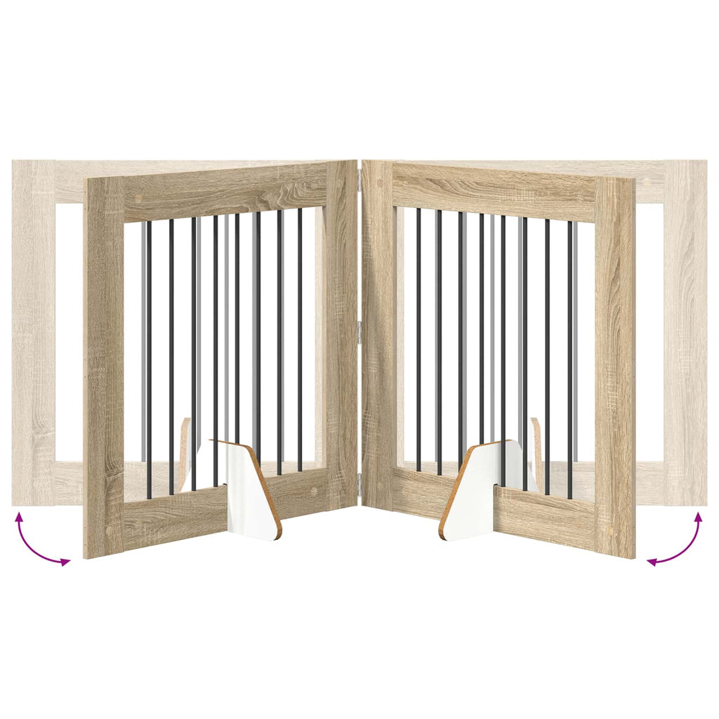 Klappbares Hundetor mit Ständern 4 pcs Sonoma-Eiche 321 cm