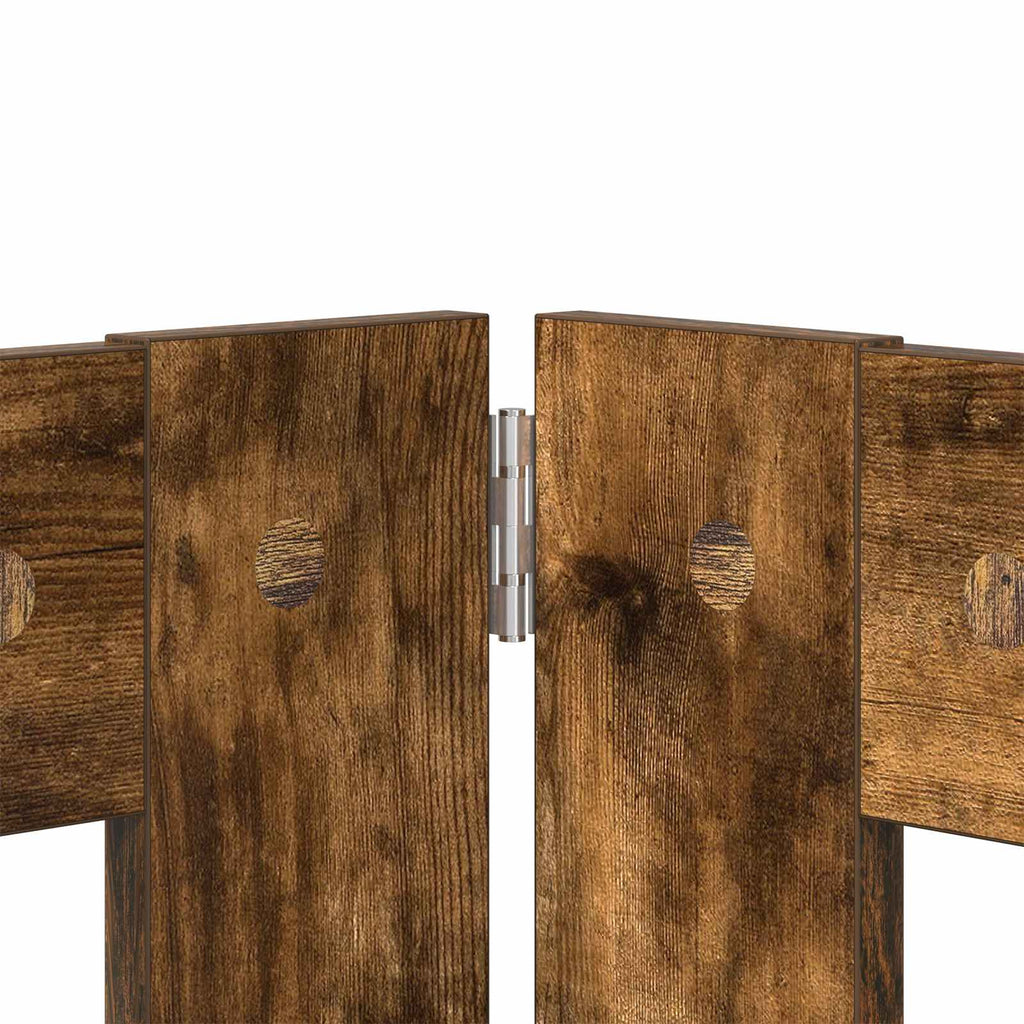 Klappbares Hundetor mit Ständern 4 pcs Geräucherte Eiche 321 cm