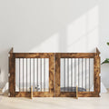Klappbares Hundetor mit Ständern 4 pcs Geräucherte Eiche 321 cm