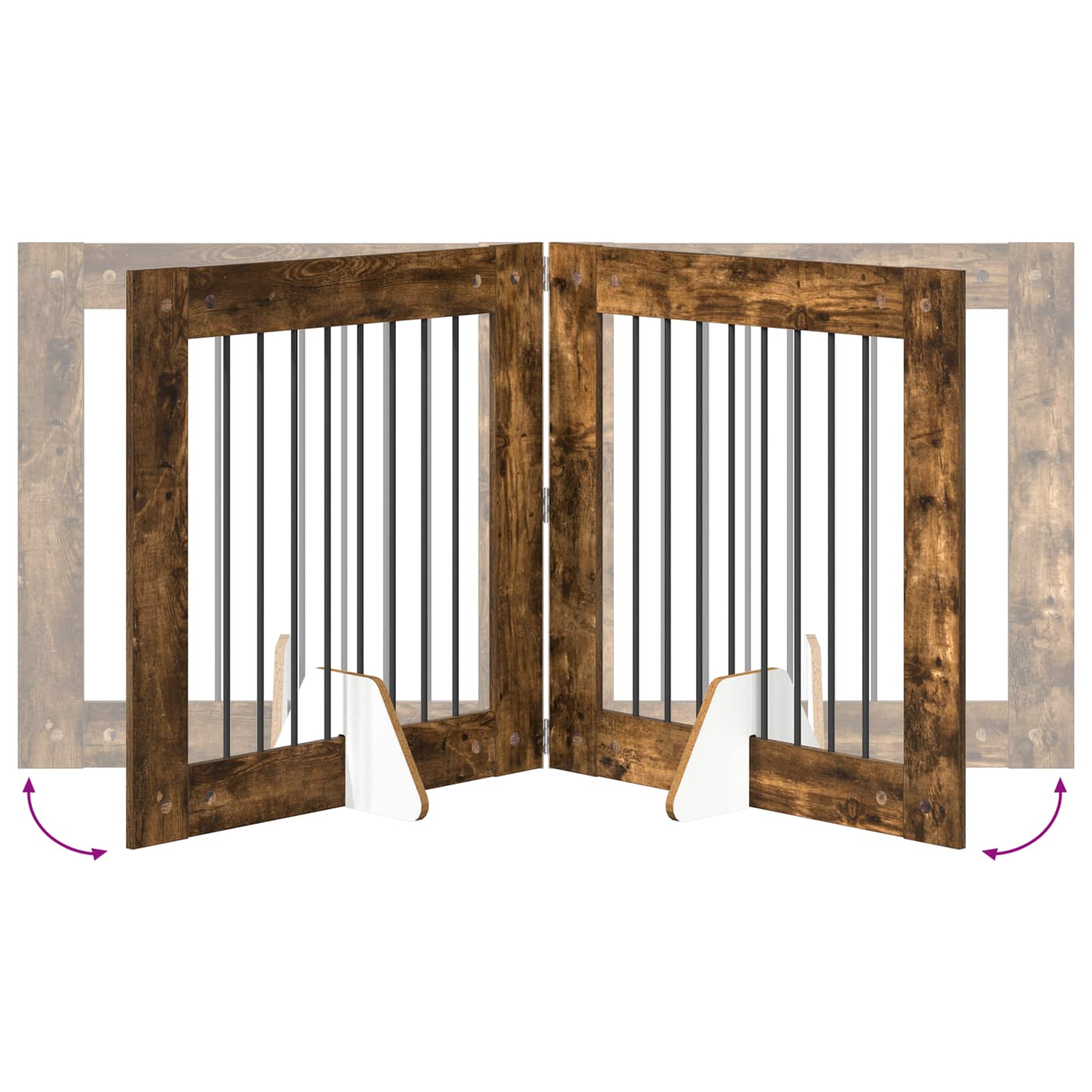 Klappbares Hundetor mit Ständern 4 pcs Geräucherte Eiche 321 cm