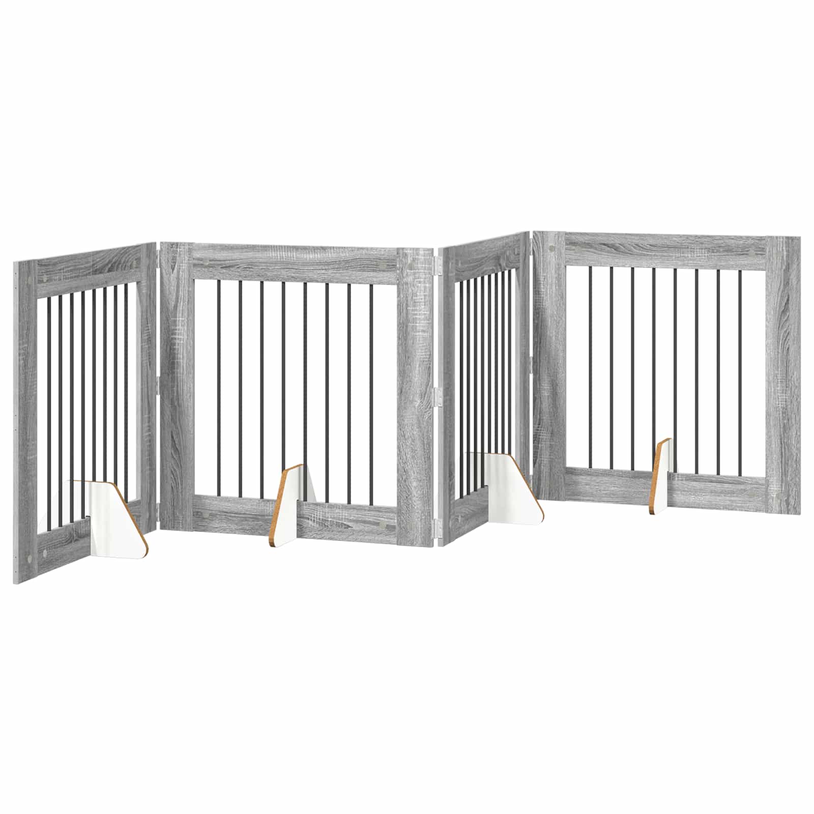 Klappbares Hundetor mit Ständern 4 pcs Graues Sonoma 321 cm