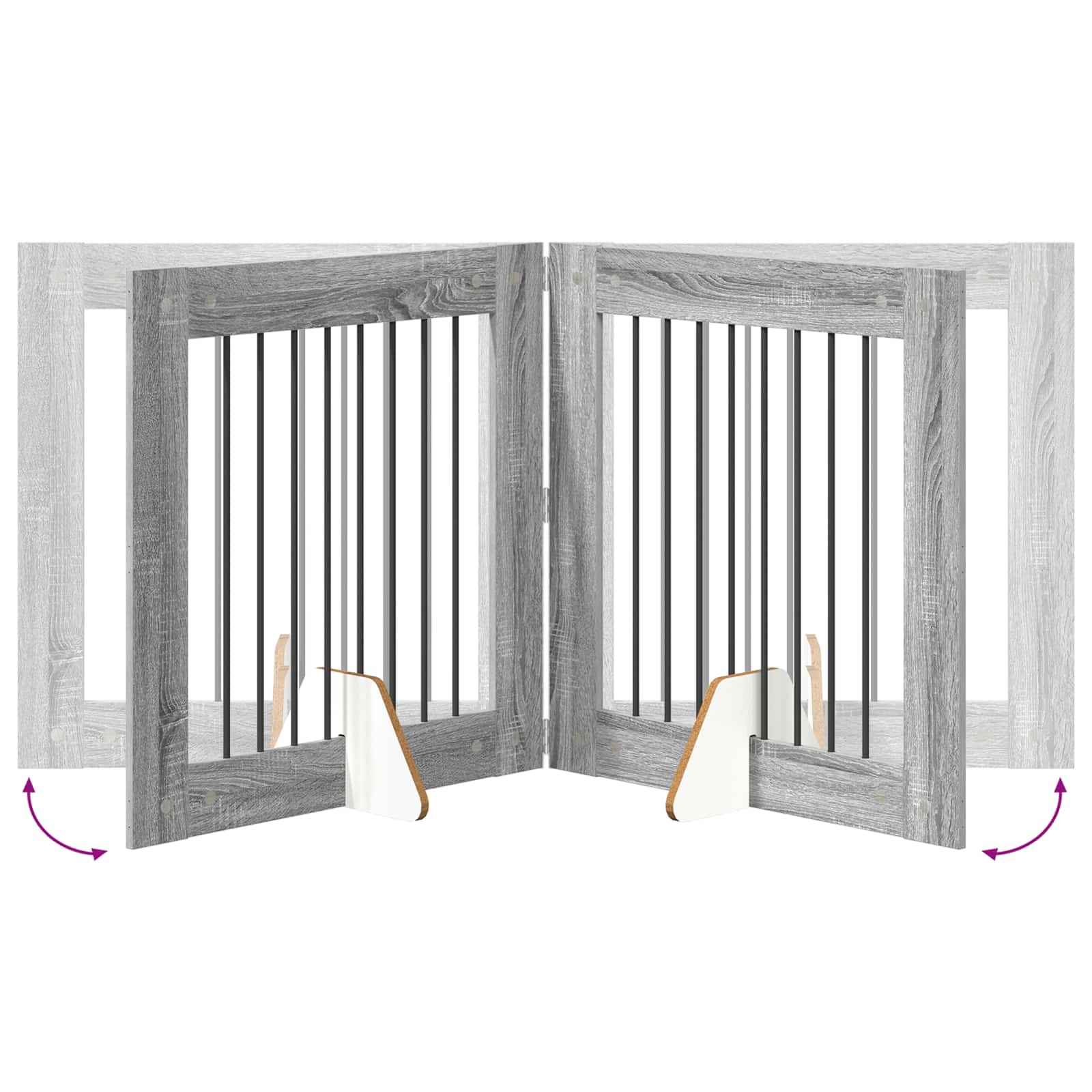 Klappbares Hundetor mit Ständern 4 pcs Graues Sonoma 321 cm