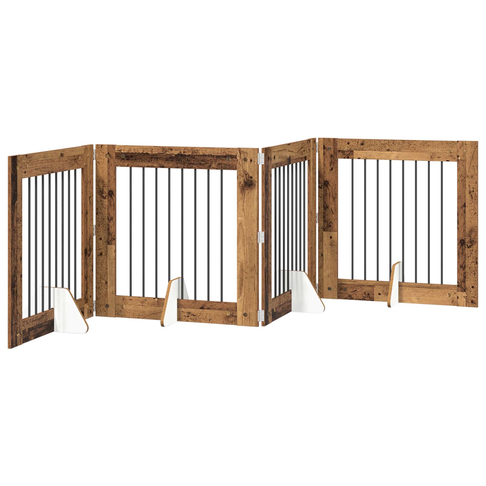 Klappbares Hundetor mit Ständern 4 pcs Altholz 321 cm
