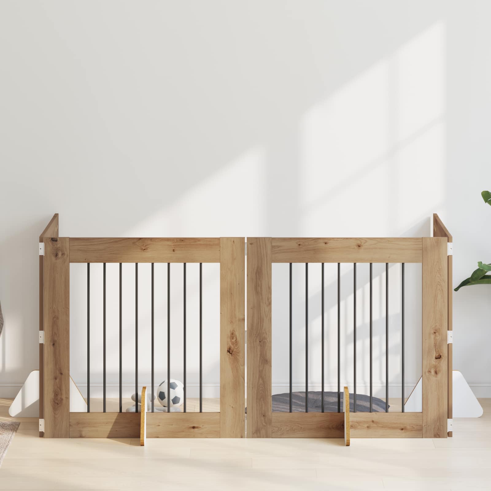 Klappbares Hundetor mit Ständern 4 pcs Artisan-Eiche 321 cm