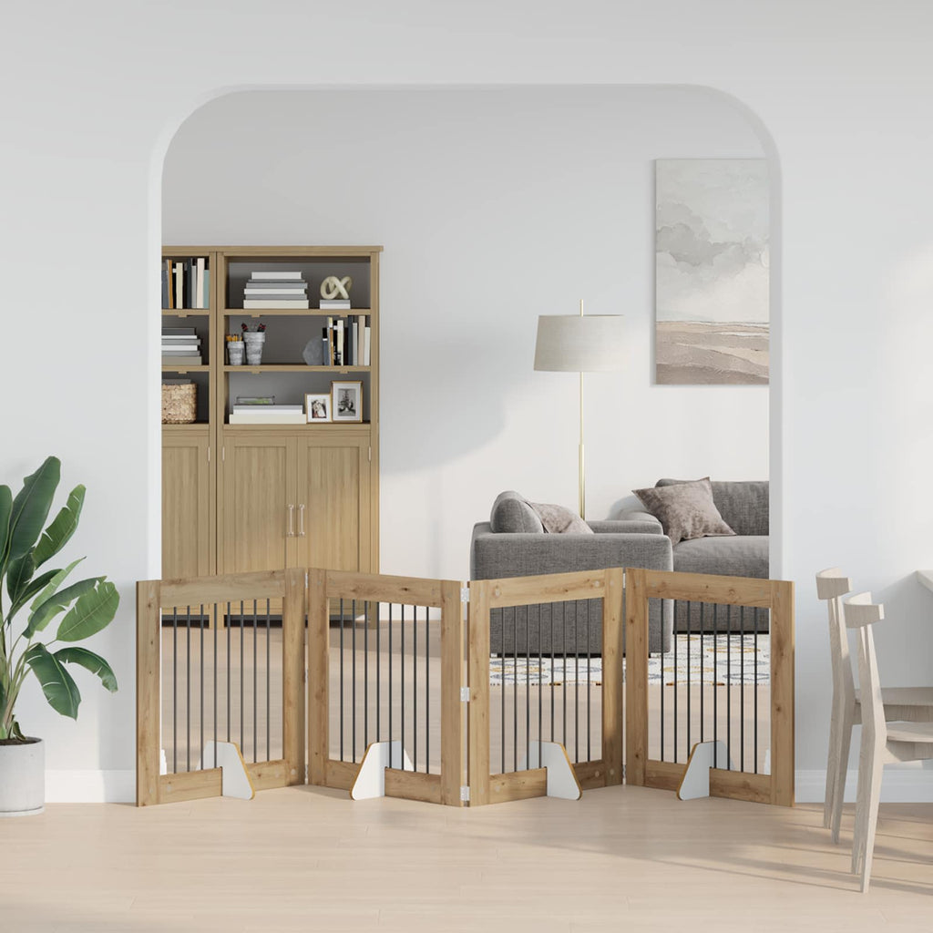 Klappbares Hundetor mit Ständern 4 pcs Artisan-Eiche 321 cm