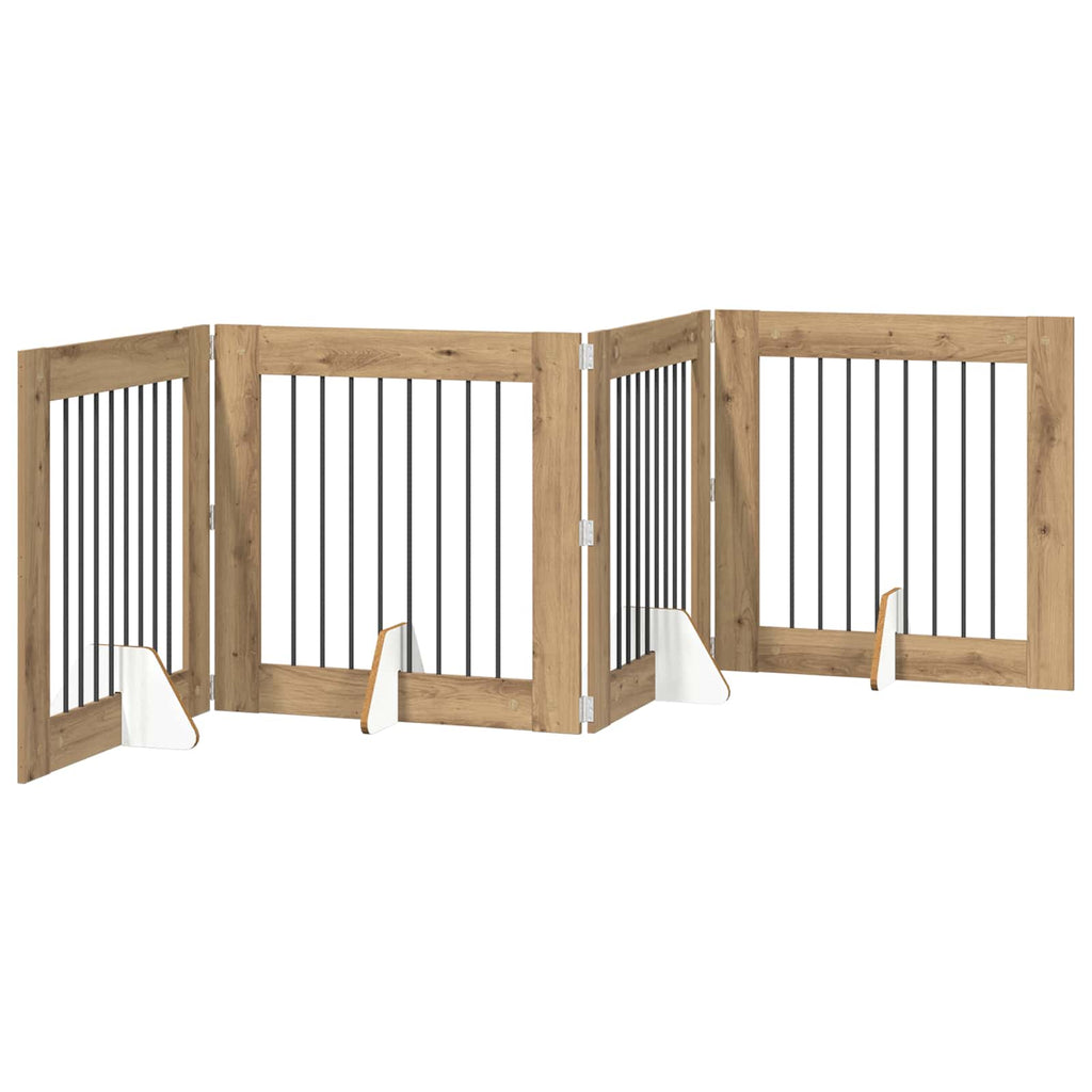 Klappbares Hundetor mit Ständern 4 pcs Artisan-Eiche 321 cm
