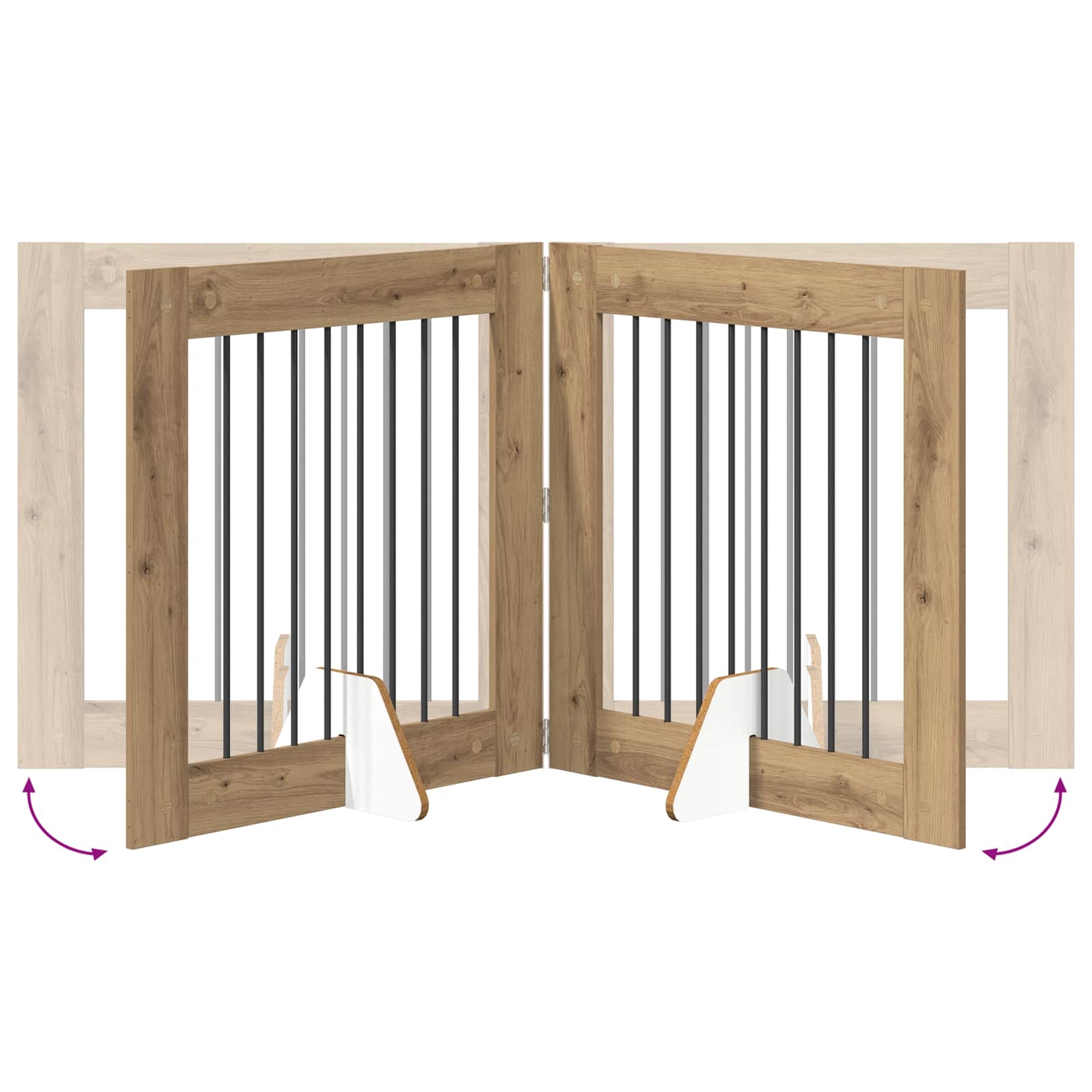 Klappbares Hundetor mit Ständern 4 pcs Artisan-Eiche 321 cm