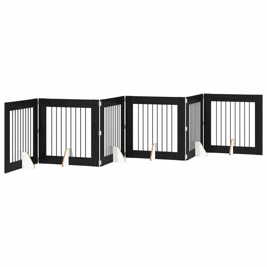 Klappbares Hundetor mit Ständern 6 pcs Schwarze Eiche 482 cm