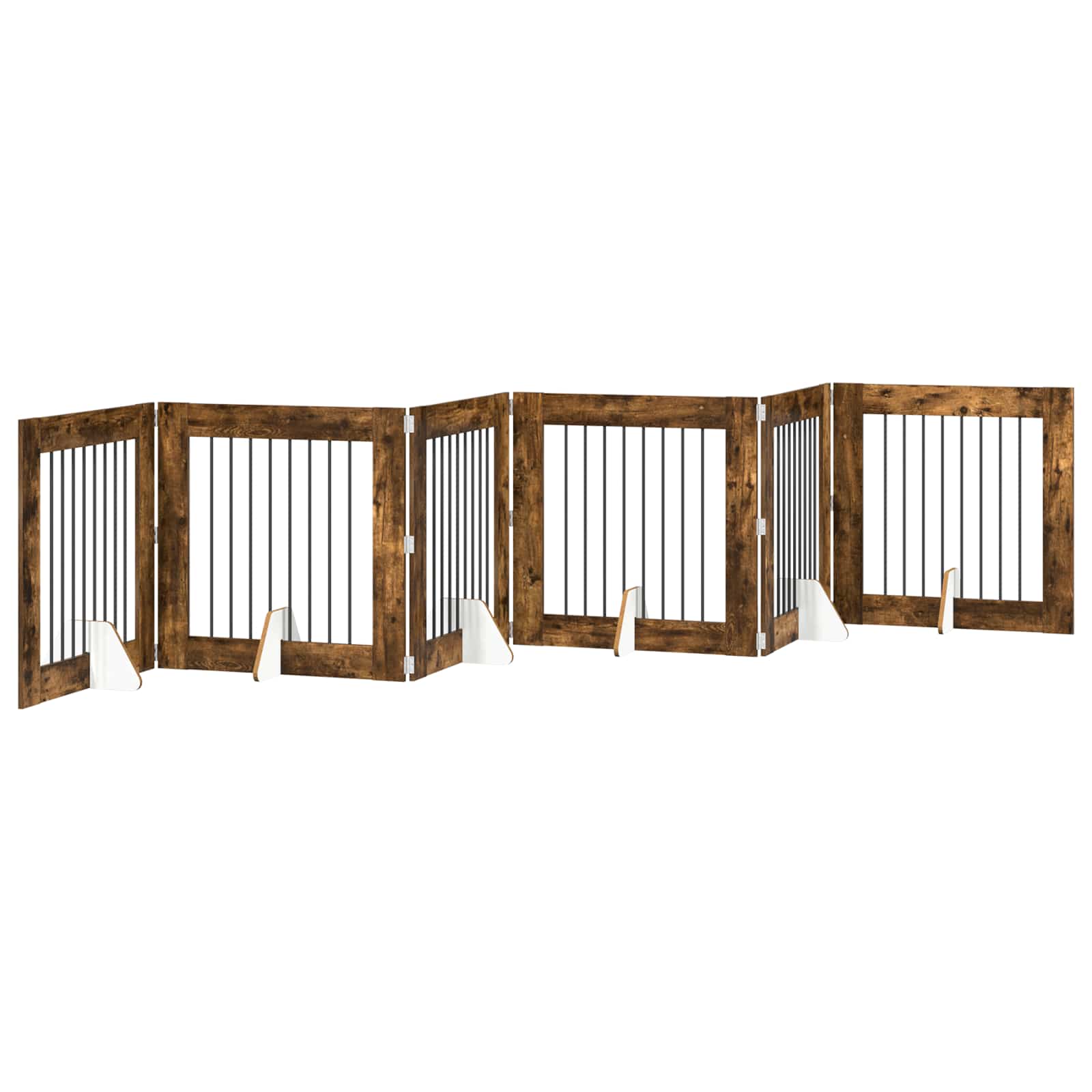 Klappbares Hundetor mit Ständern 6 pcs Geräucherte Eiche 482 cm
