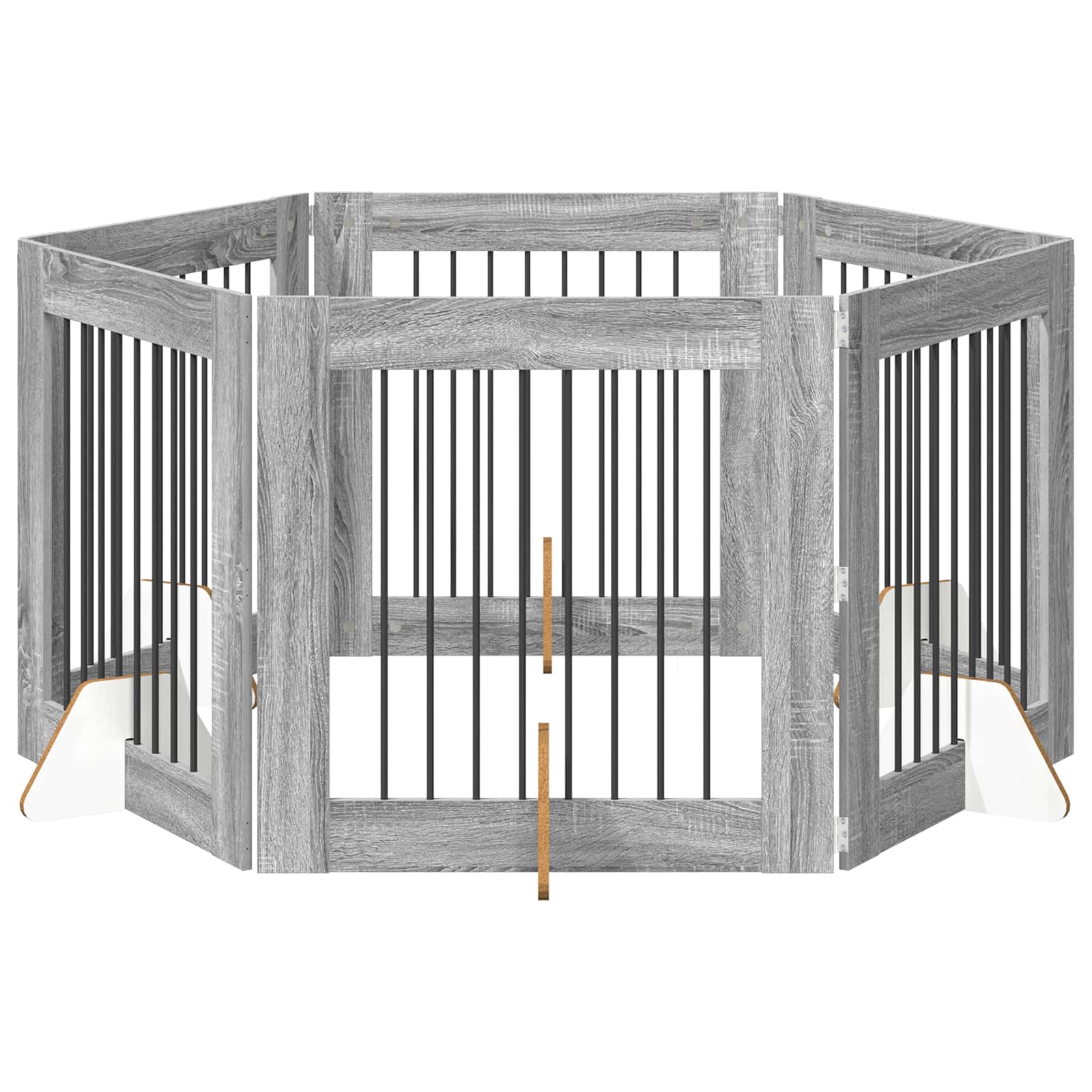 Klappbares Hundetor mit Ständern 6 pcs Graues Sonoma 482 cm