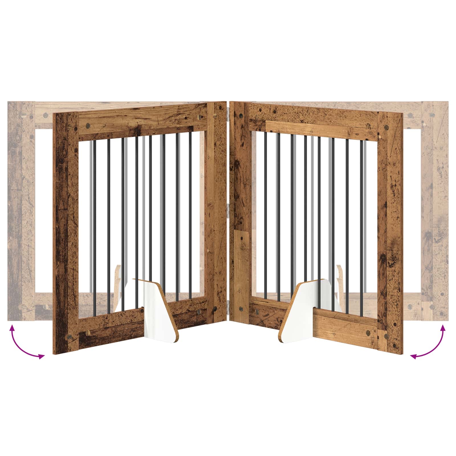 Klappbares Hundetor mit Ständern 6 pcs Altholz 482 cm