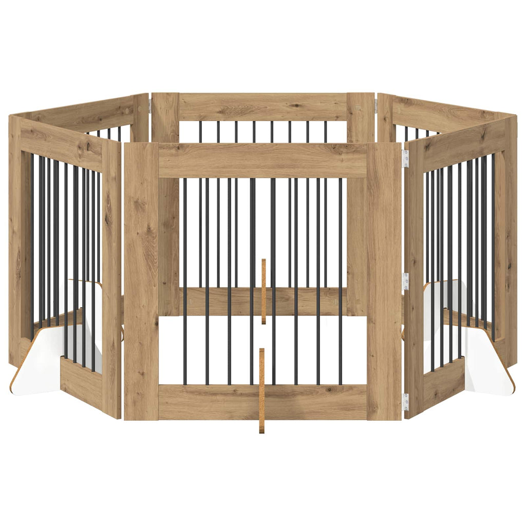 Klappbares Hundetor mit Ständern 6 pcs Artisan-Eiche 482 cm