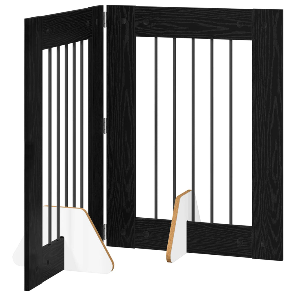 Klappbares Hundetor mit Ständern 2 pcs Schwarze Eiche 120,5 cm