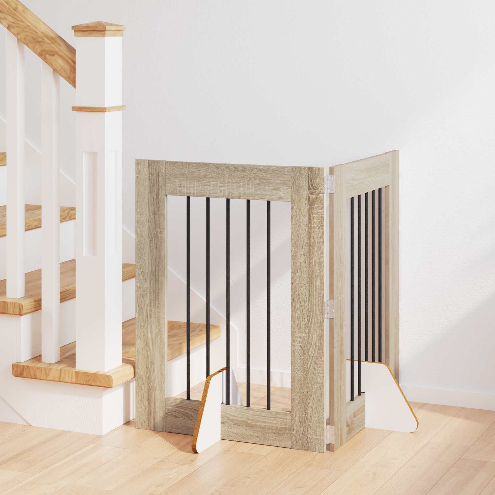 Klappbares Hundetor mit Ständern 2 pcs Sonoma-Eiche 120,5 cm