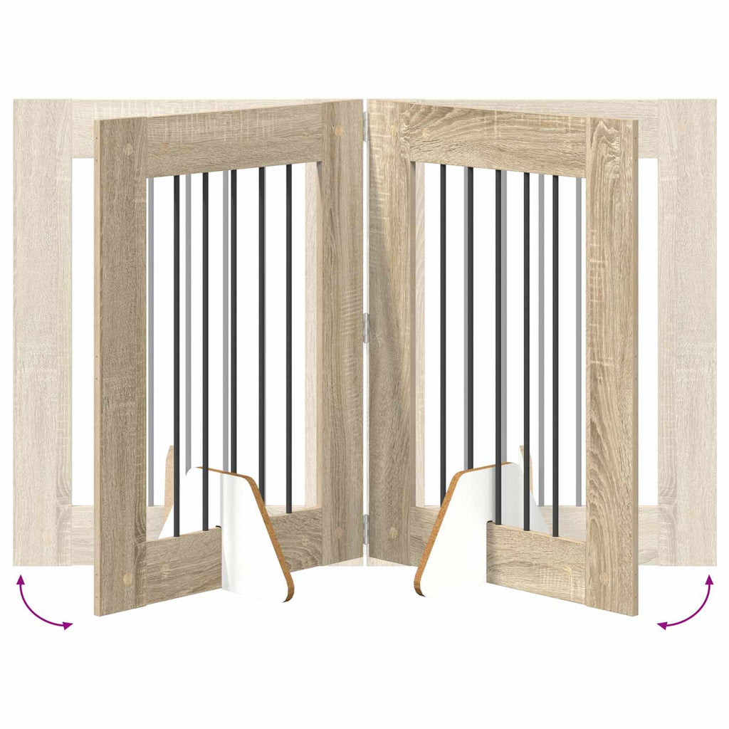 Klappbares Hundetor mit Ständern 2 pcs Sonoma-Eiche 120,5 cm