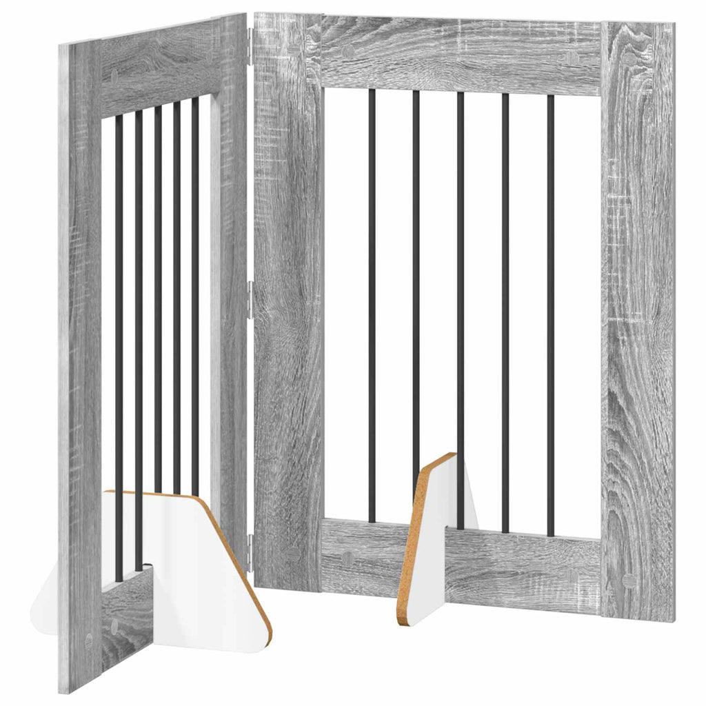 Klappbares Hundetor mit Ständern 2 pcs Graues Sonoma 120,5 cm