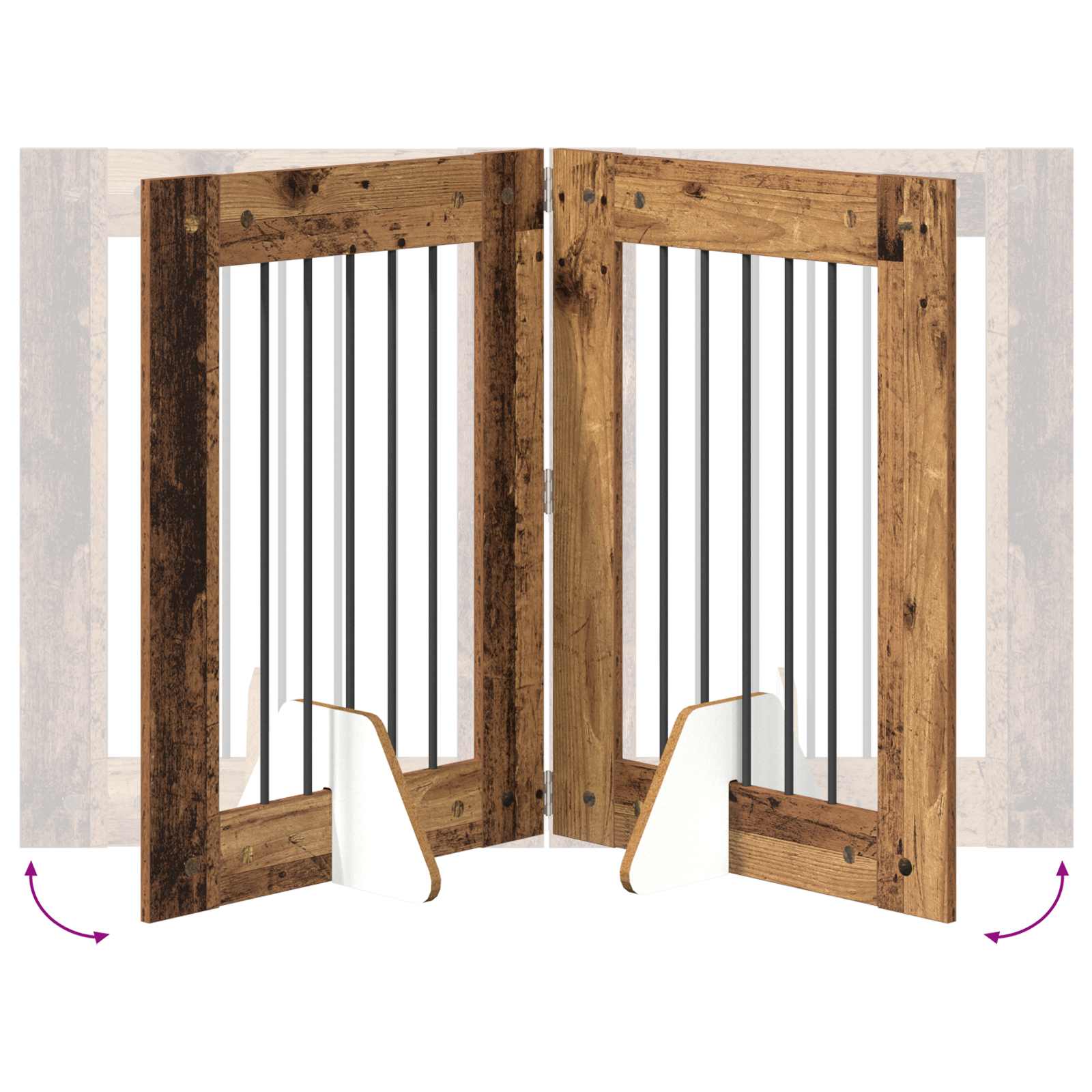 Klappbares Hundetor mit Ständern 2 pcs Altholz 120,5 cm