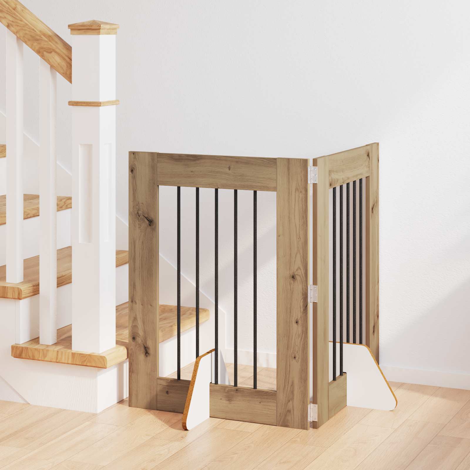 Klappbares Hundetor mit Ständern 2 pcs Artisan-Eiche 120,5 cm