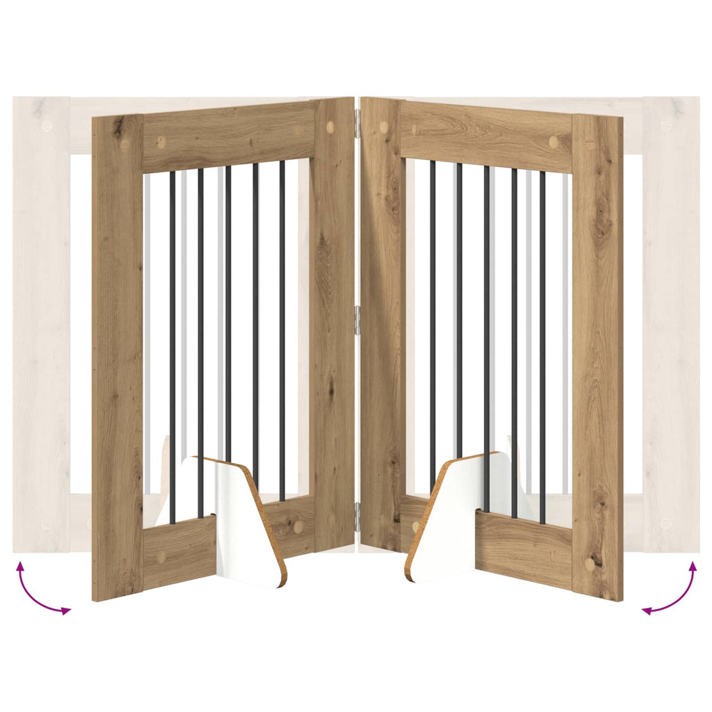 Klappbares Hundetor mit Ständern 2 pcs Artisan-Eiche 120,5 cm