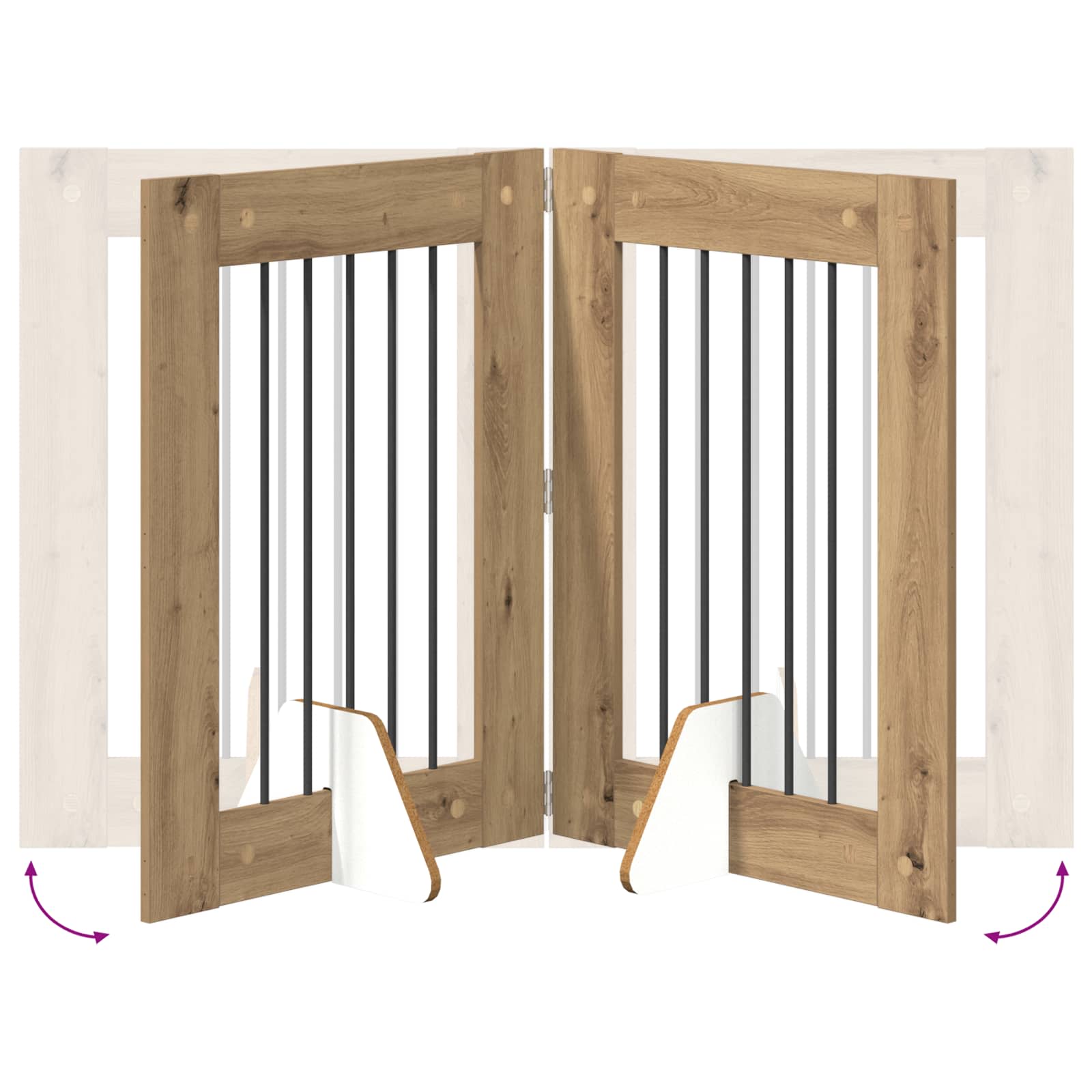 Klappbares Hundetor mit Ständern 2 pcs Artisan-Eiche 120,5 cm