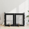 Klappbares Hundetor mit Ständern 4 pcs Schwarze Eiche 241 cm