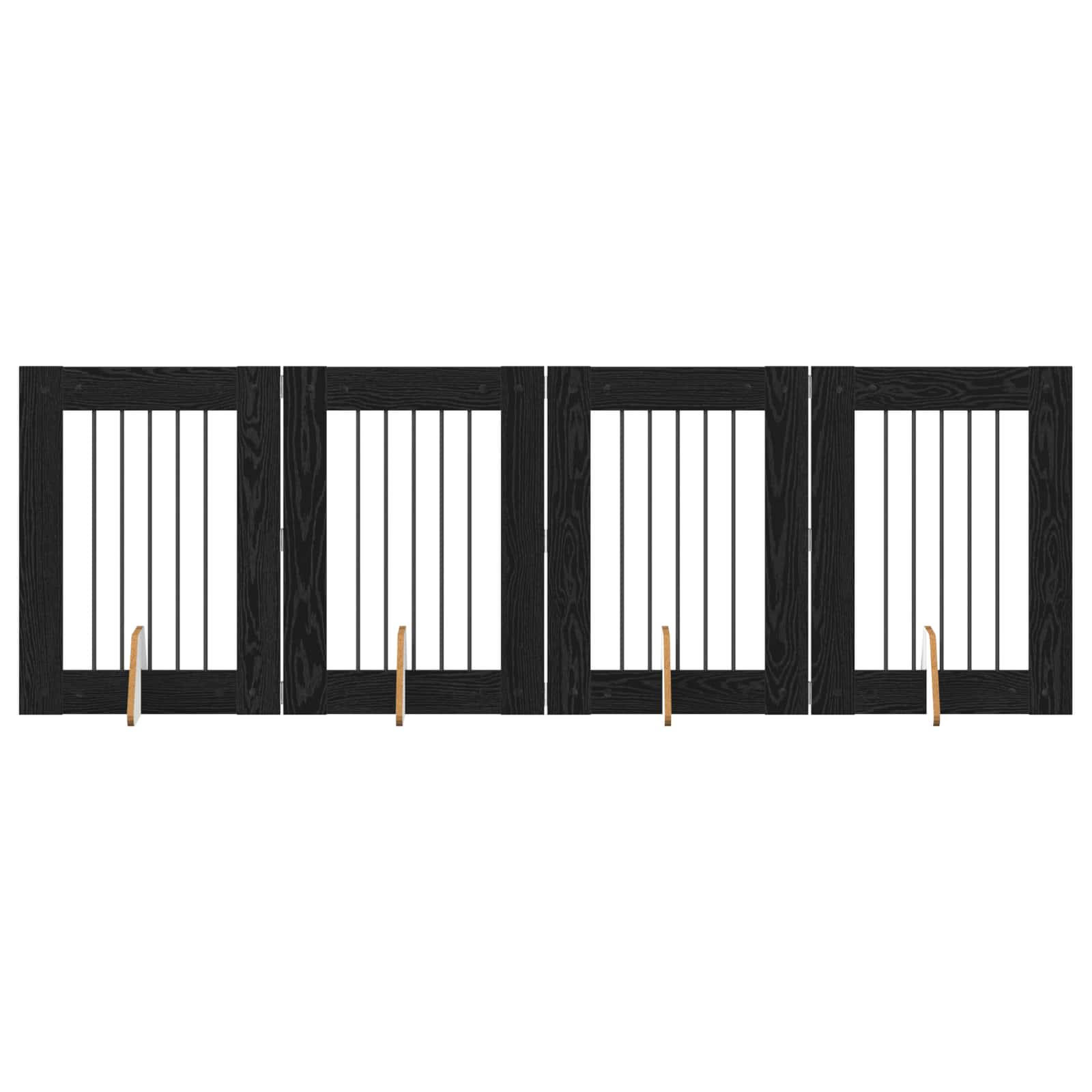 Klappbares Hundetor mit Ständern 4 pcs Schwarze Eiche 241 cm