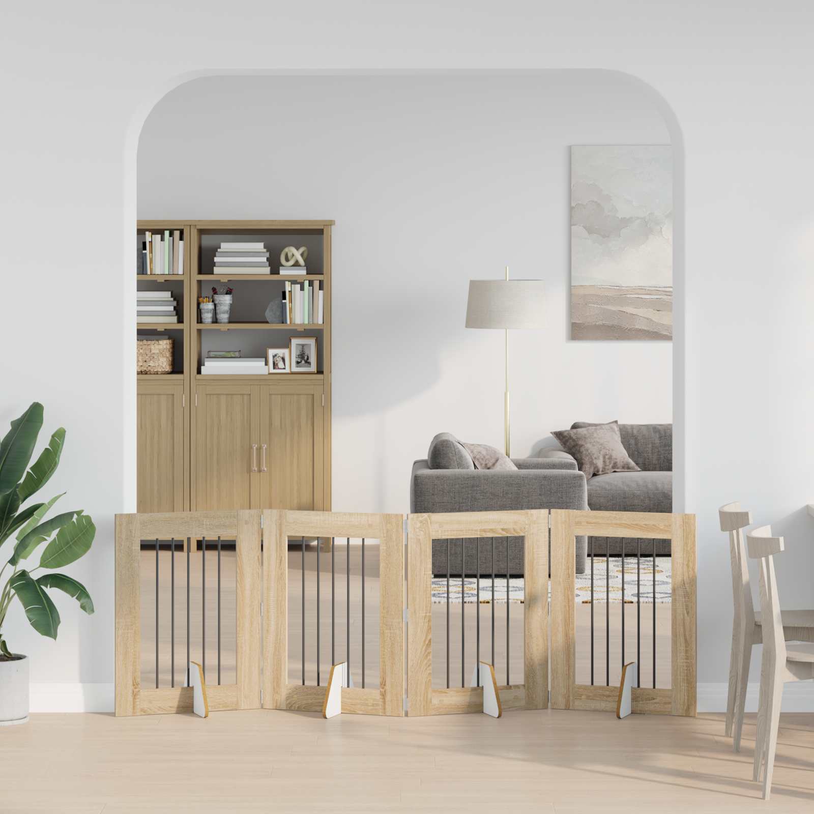 Klappbares Hundetor mit Ständern 4 pcs Sonoma-Eiche 241 cm