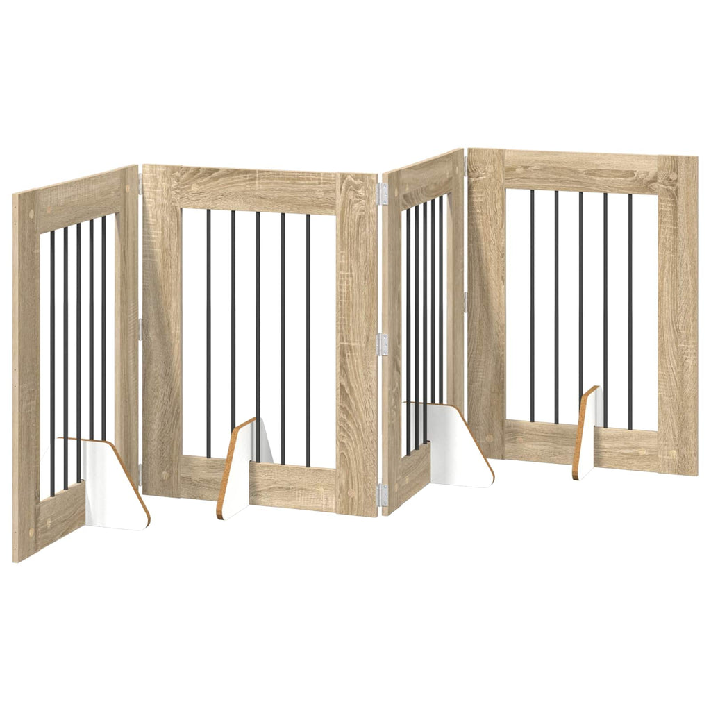 Klappbares Hundetor mit Ständern 4 pcs Sonoma-Eiche 241 cm