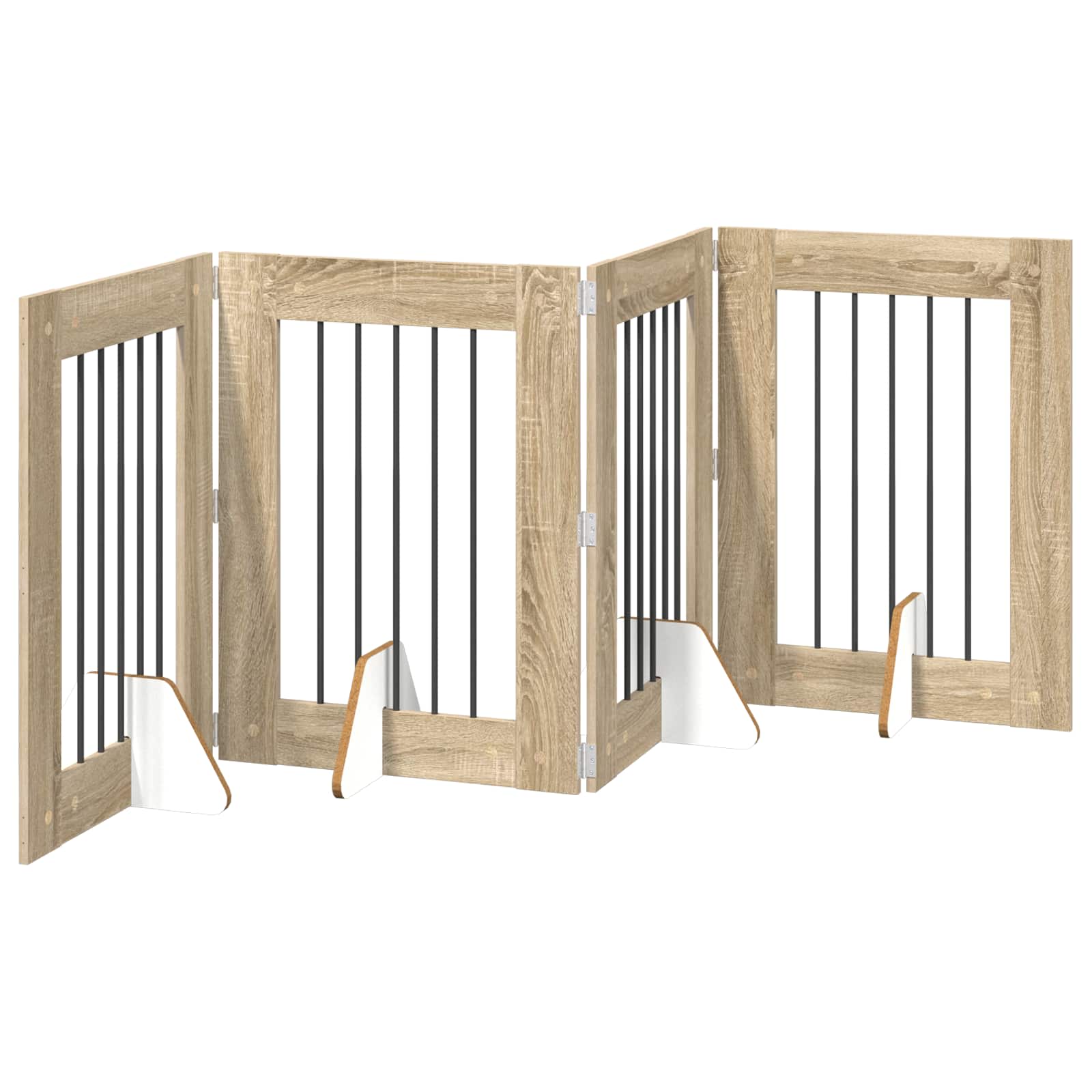 Klappbares Hundetor mit Ständern 4 pcs Sonoma-Eiche 241 cm