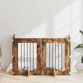 Klappbares Hundetor mit Ständern 4 pcs Geräucherte Eiche 241 cm