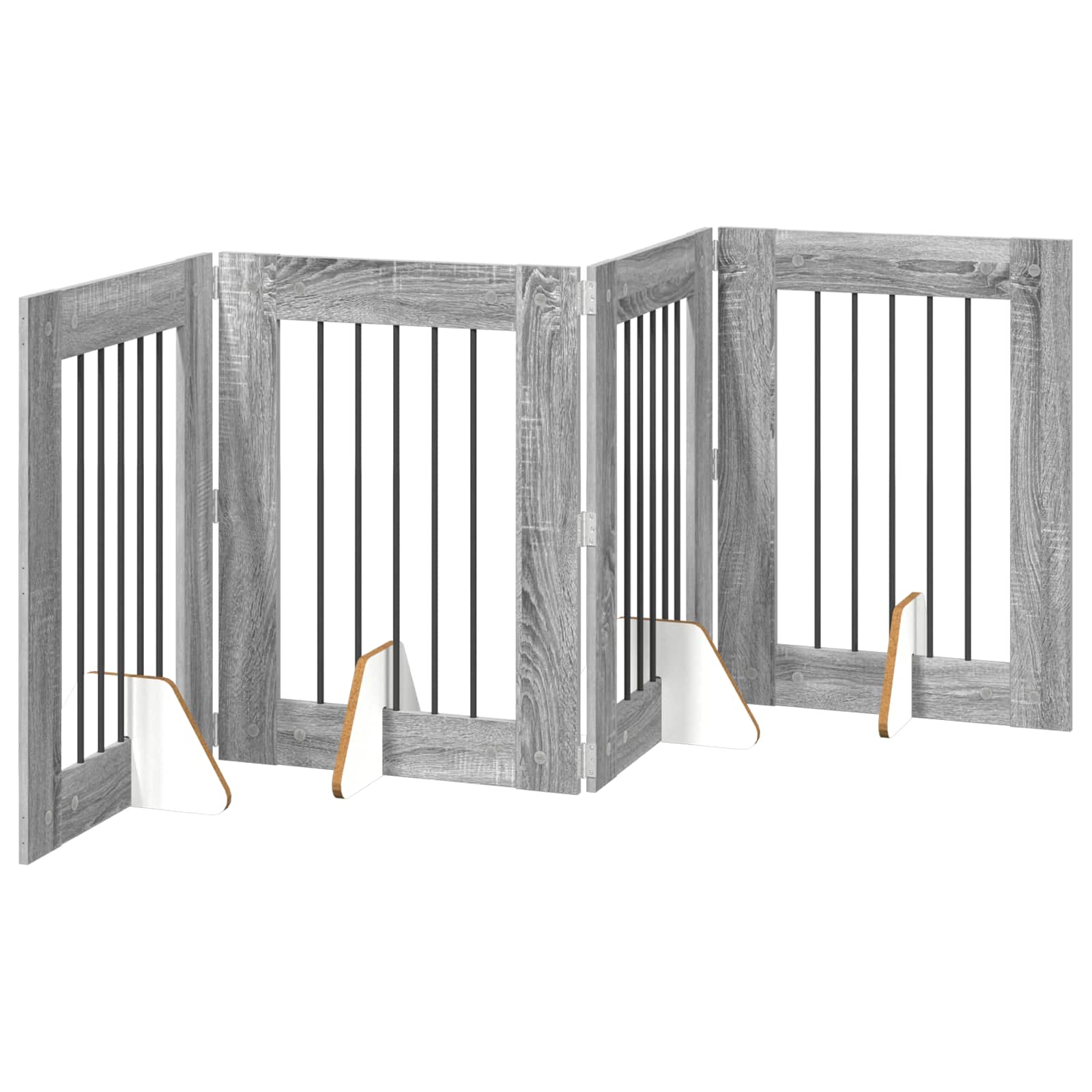 Klappbares Hundetor mit Ständern 4 pcs Graues Sonoma 241 cm